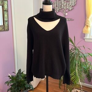 Bar lll Cowl Neck Open décolleté Black Knit Sweater Size 0X